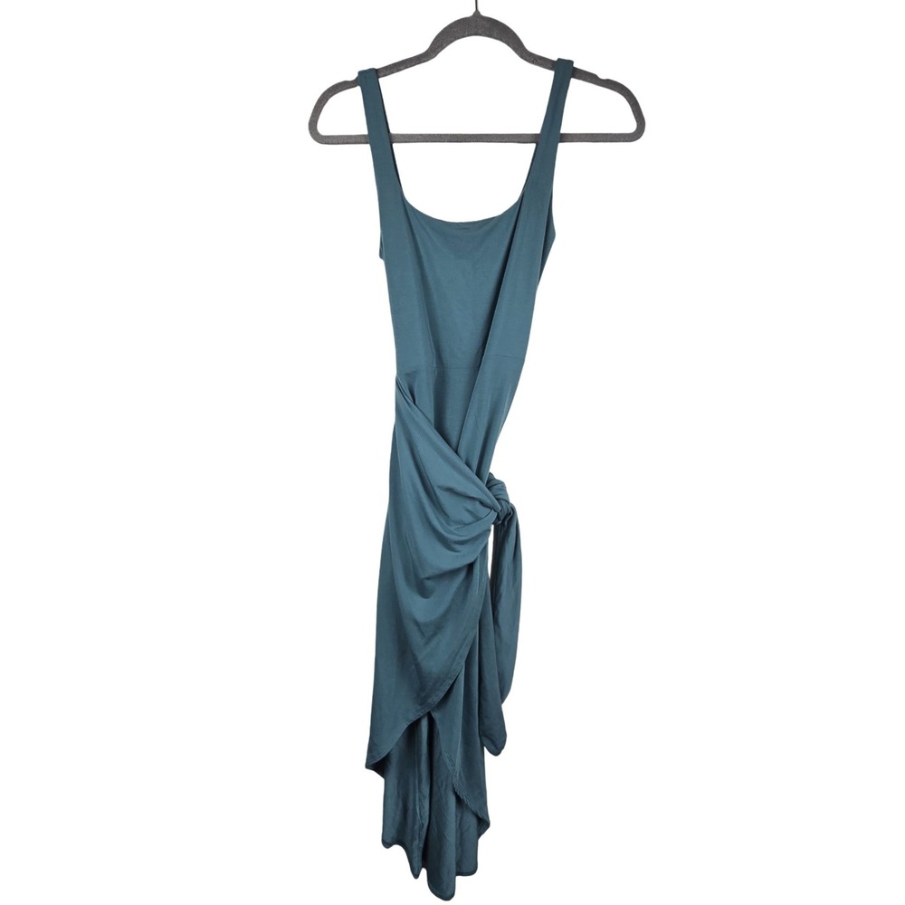 Aritzia Wilfred Saturn Midi Wrap Dress Women S Teal Sleeveless Knit Excellent